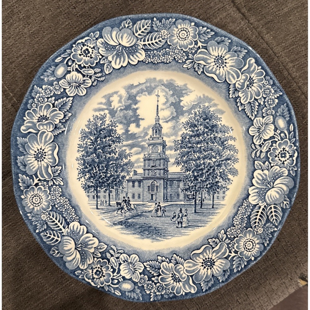 Liberty Blue Historic Colonial Scenes - Independence Hall Dinner Plate - England
